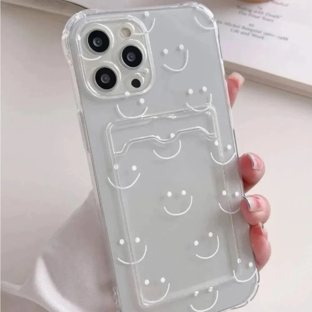 ⚠️Clearance🫧iPhone 13/Pro Max Cute Smiley Face iPhone Case With Card Slot - Picture 1 of 4